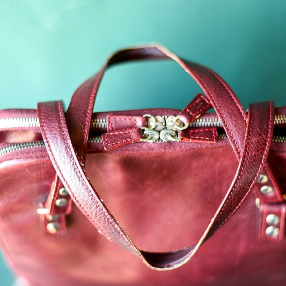 Sigerson Morrison Burgundy Leather Tote Bag 16” x 13” - Picture 2 of 6